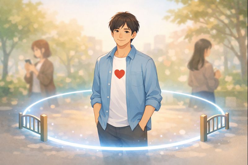 「都合のいい男」を卒業するために境界線を意識する男性を描いたイラスト